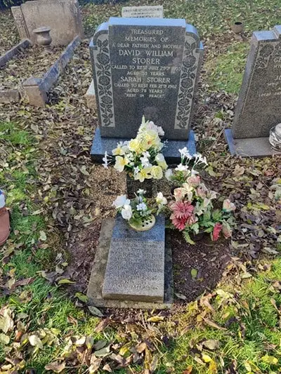 Before and after example of professional headstone cleaning and restoration